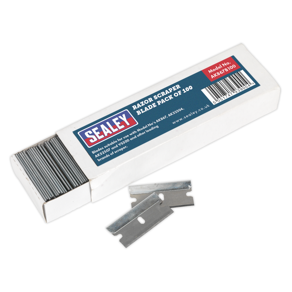 Sealey AK867B100 Razor Scraper Blade - Pack of 100