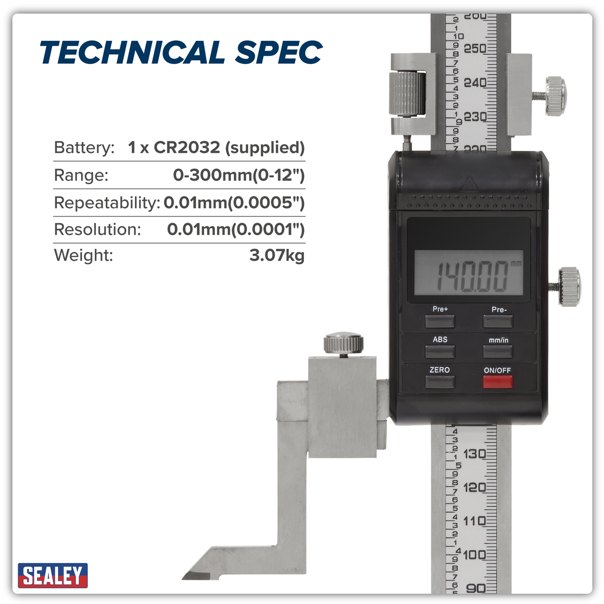 Sealey AK9636D Digital Height Gauge 0-300mm(0-12")