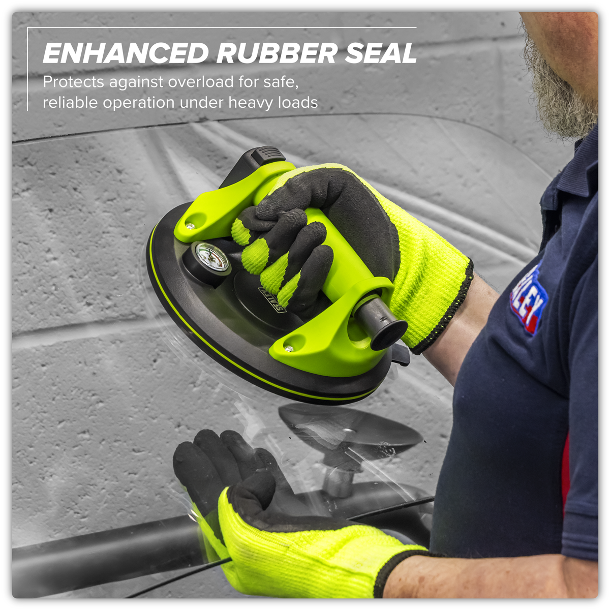 Sealey AK9894 Heavy Lift Suction Cup with Vacuum Grip Pressure Gauge