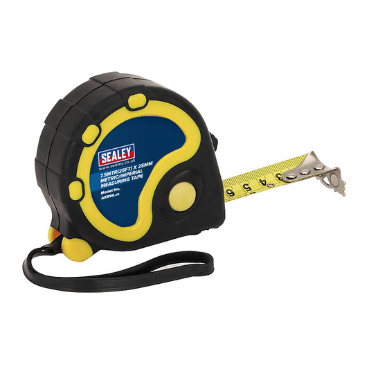 Sealey AK990 Metric/Imperial Rubber Tape Measure 7.5m(25ft) x 25mm