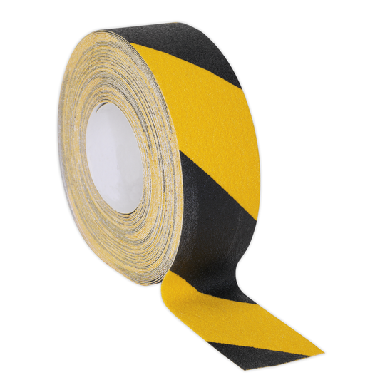 Sealey ANTBY18 Self-Adhesive Anti-Slip Tape 50mm x 18m - Black & Yellow