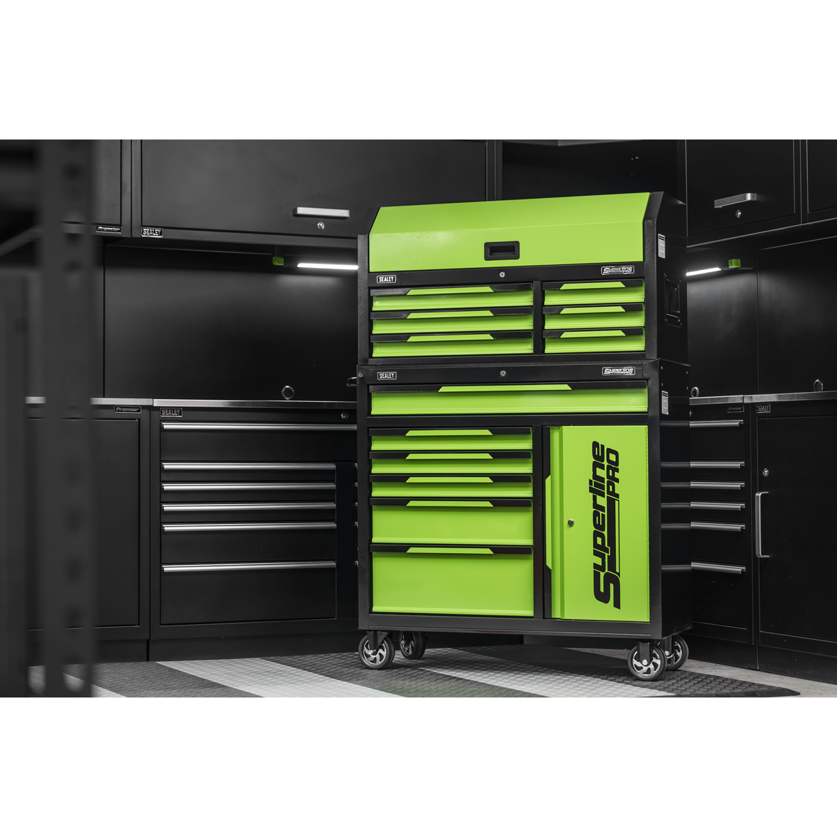 Sealey AP1080HVG Superline Pro® Topchest & Rollcab Combination 12 Drawer & 1 Door Cupboard - Green