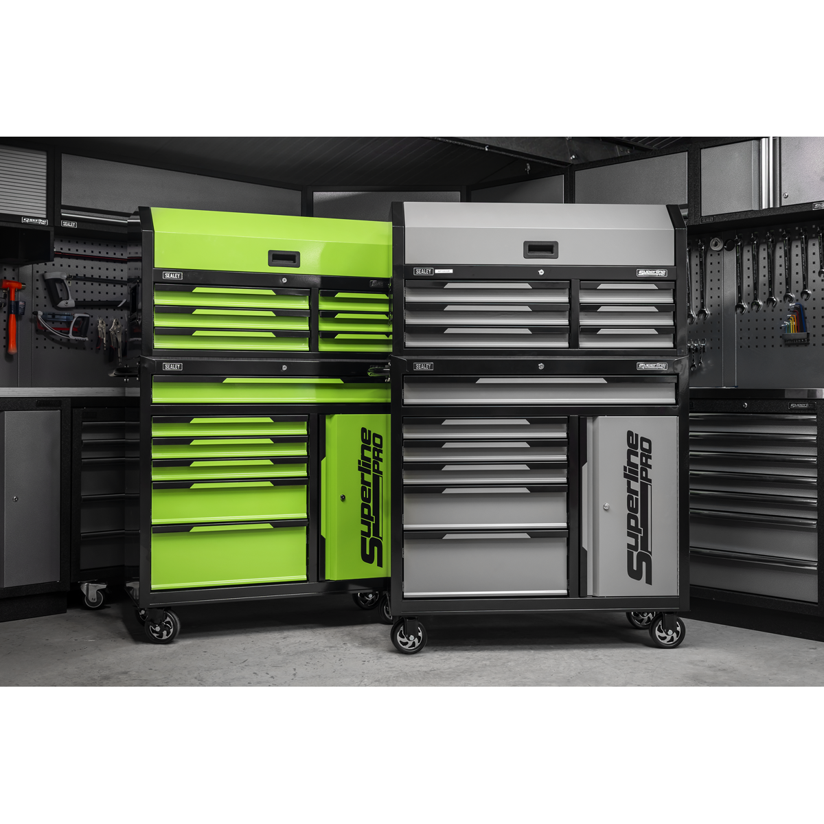 Sealey AP1080HVG Superline Pro® Topchest & Rollcab Combination 12 Drawer & 1 Door Cupboard - Green