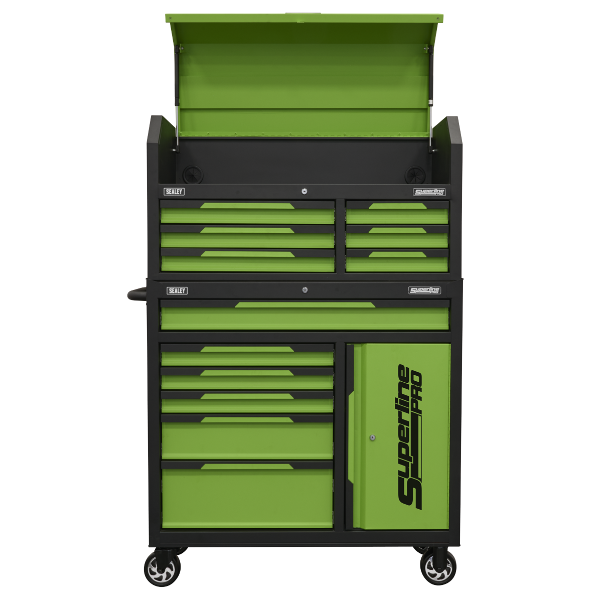 Sealey AP1080HVG Superline Pro® Topchest & Rollcab Combination 12 Drawer & 1 Door Cupboard - Green