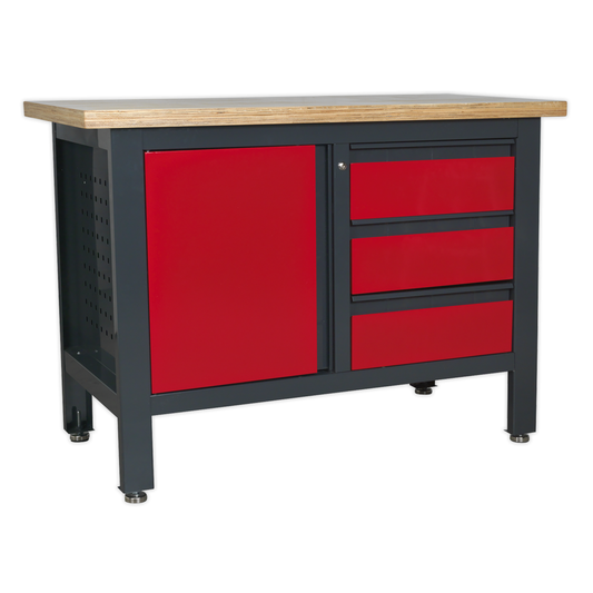 Sealey AP1372B Workbench with 3 Drawers & Cupboard