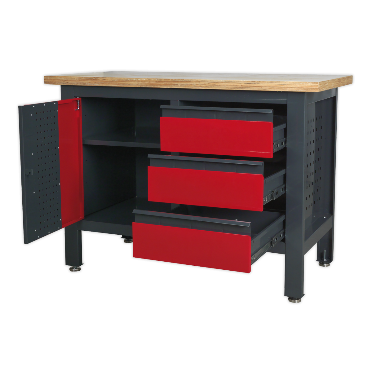 Sealey AP1372B Workbench with 3 Drawers & Cupboard