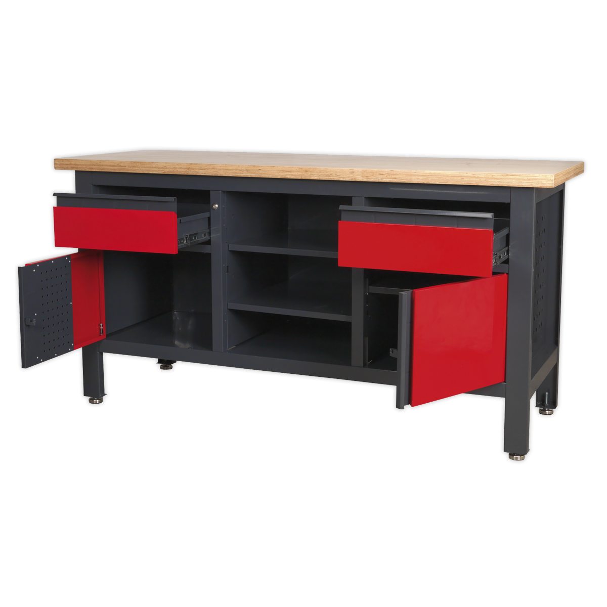 Sealey AP1905A Workbench with 2 Drawers, 2 Cupboards & Open Storage