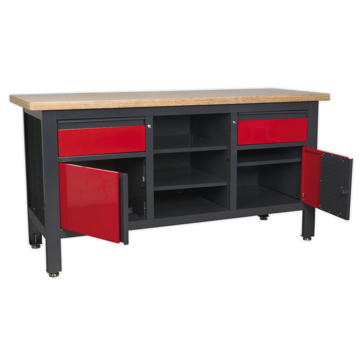 Sealey AP1905A Workbench with 2 Drawers, 2 Cupboards & Open Storage