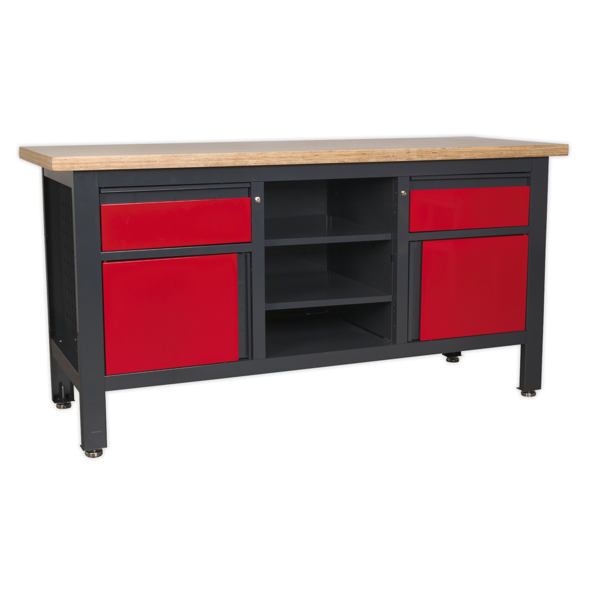 Sealey AP1905A Workbench with 2 Drawers, 2 Cupboards & Open Storage