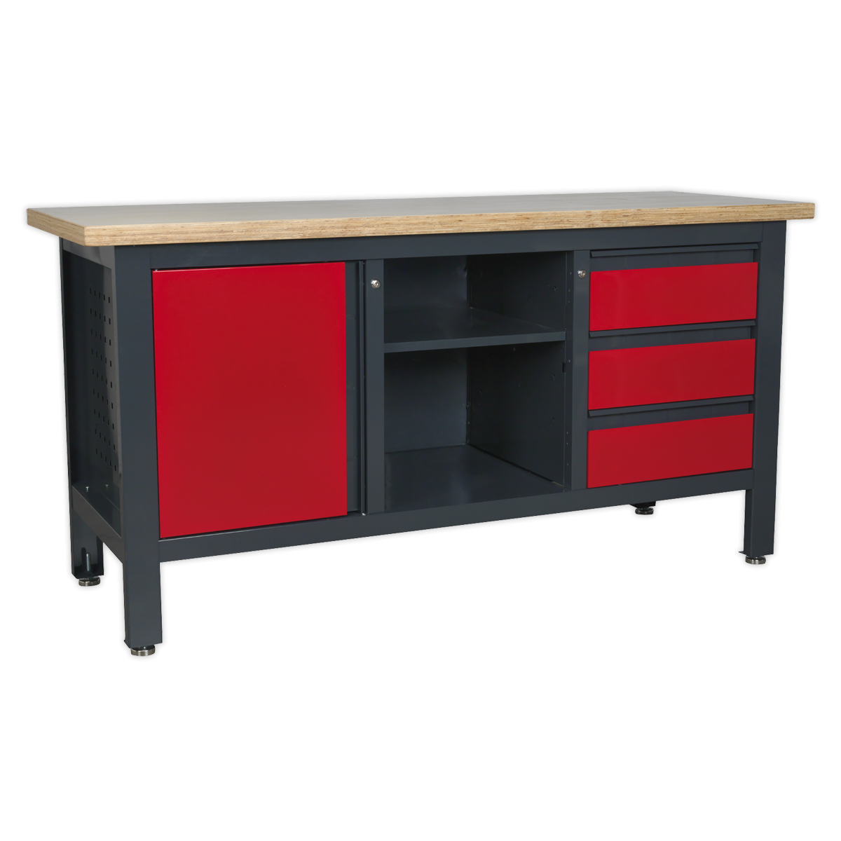 Sealey AP1905B Workbench with 3 Drawers, 1 Cupboard & Open Storage