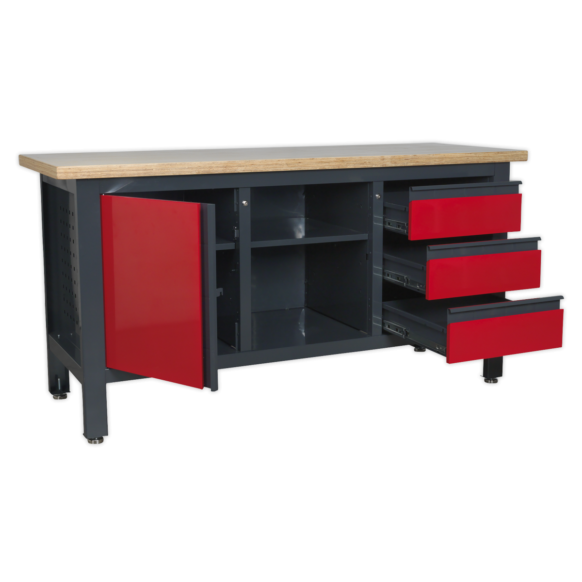 Sealey AP1905B Workbench with 3 Drawers, 1 Cupboard & Open Storage