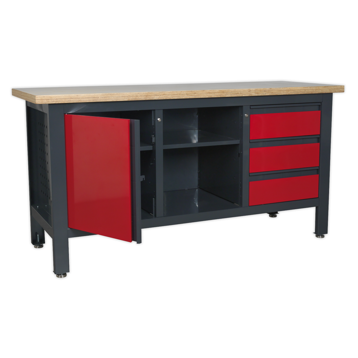 Sealey AP1905B Workbench with 3 Drawers, 1 Cupboard & Open Storage