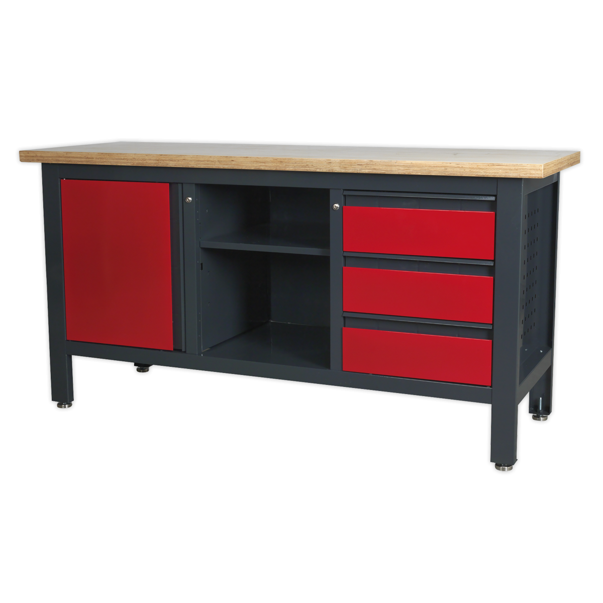 Sealey AP1905B Workbench with 3 Drawers, 1 Cupboard & Open Storage