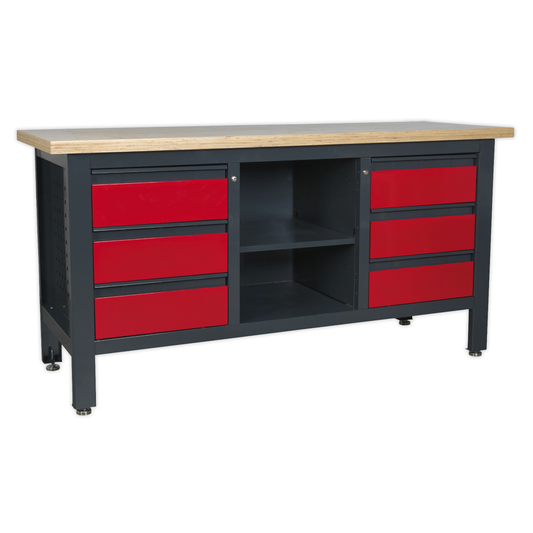 Sealey AP1905D Workbench with 6 Drawers & Open Storage