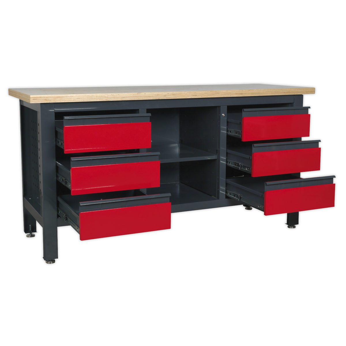 Sealey AP1905D Workbench with 6 Drawers & Open Storage