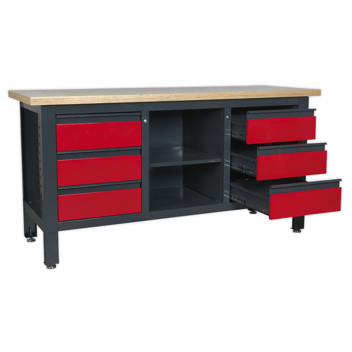 Sealey AP1905D Workbench with 6 Drawers & Open Storage