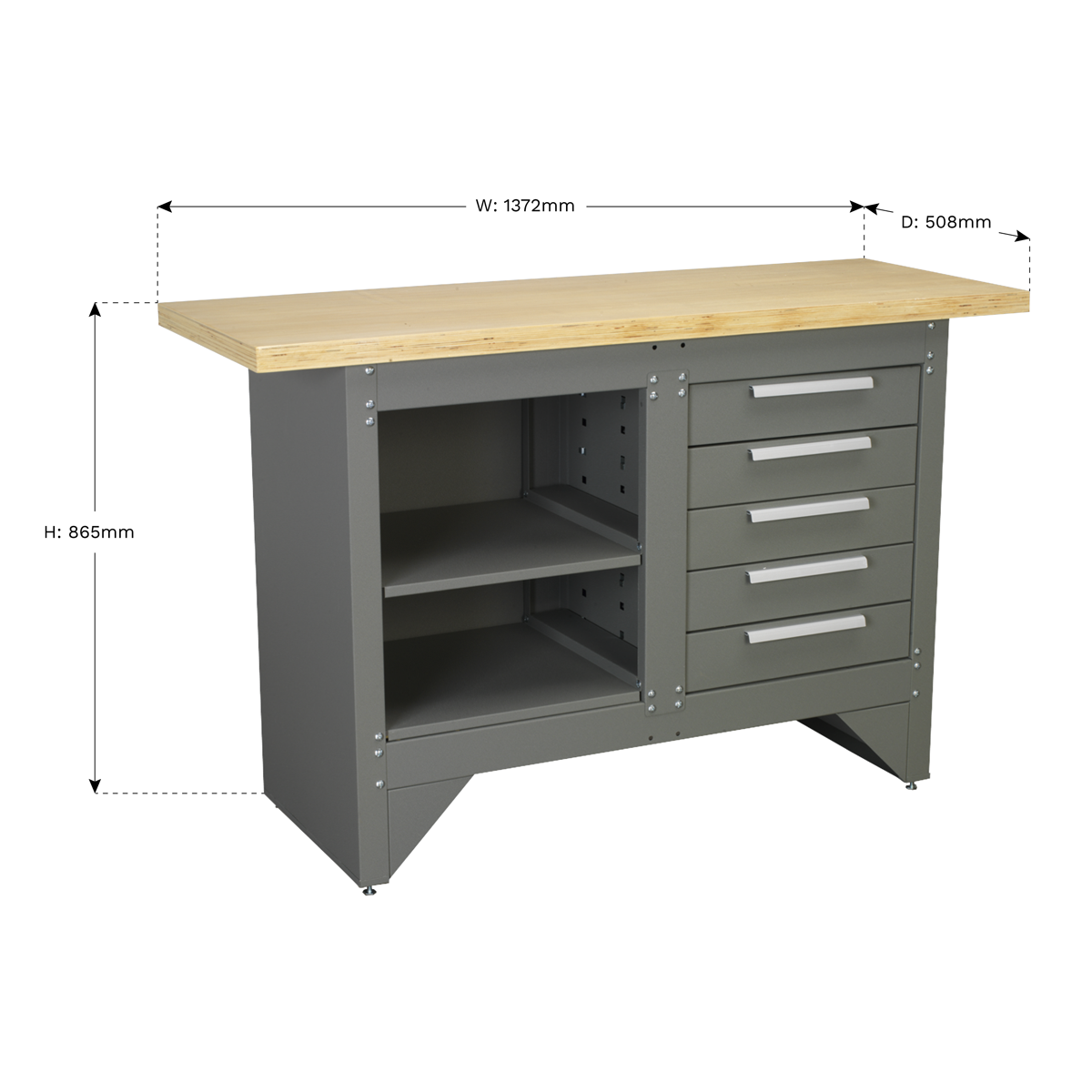 Sealey AP2030BB Heavy-Duty Workbench with 5 Drawers