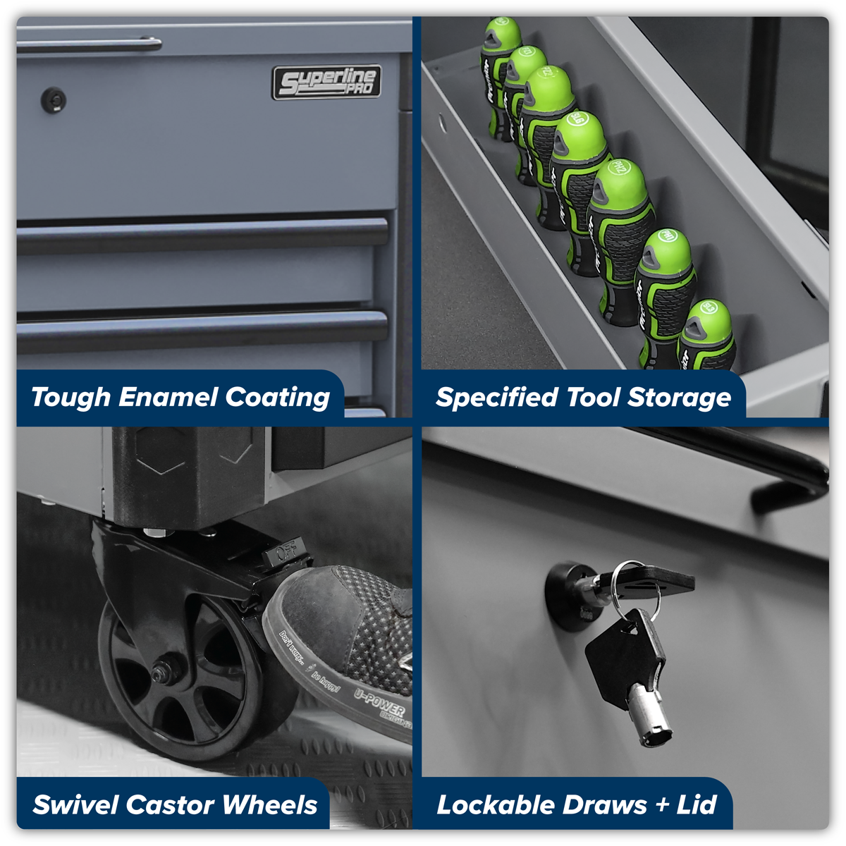 Sealey AP266G Superline Pro® Tool Trolley 6 Drawer - Grey