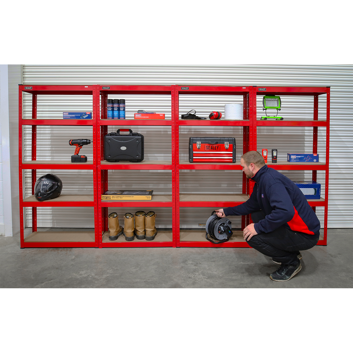 Sealey AP6150COMBO Racking Unit with 5 Shelves 150kg Capacity Per Level - Set of 4