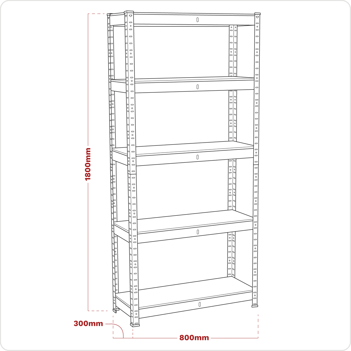 Sealey AP6150GS Racking Unit with 5 Shelves 150kg Capacity Per Level