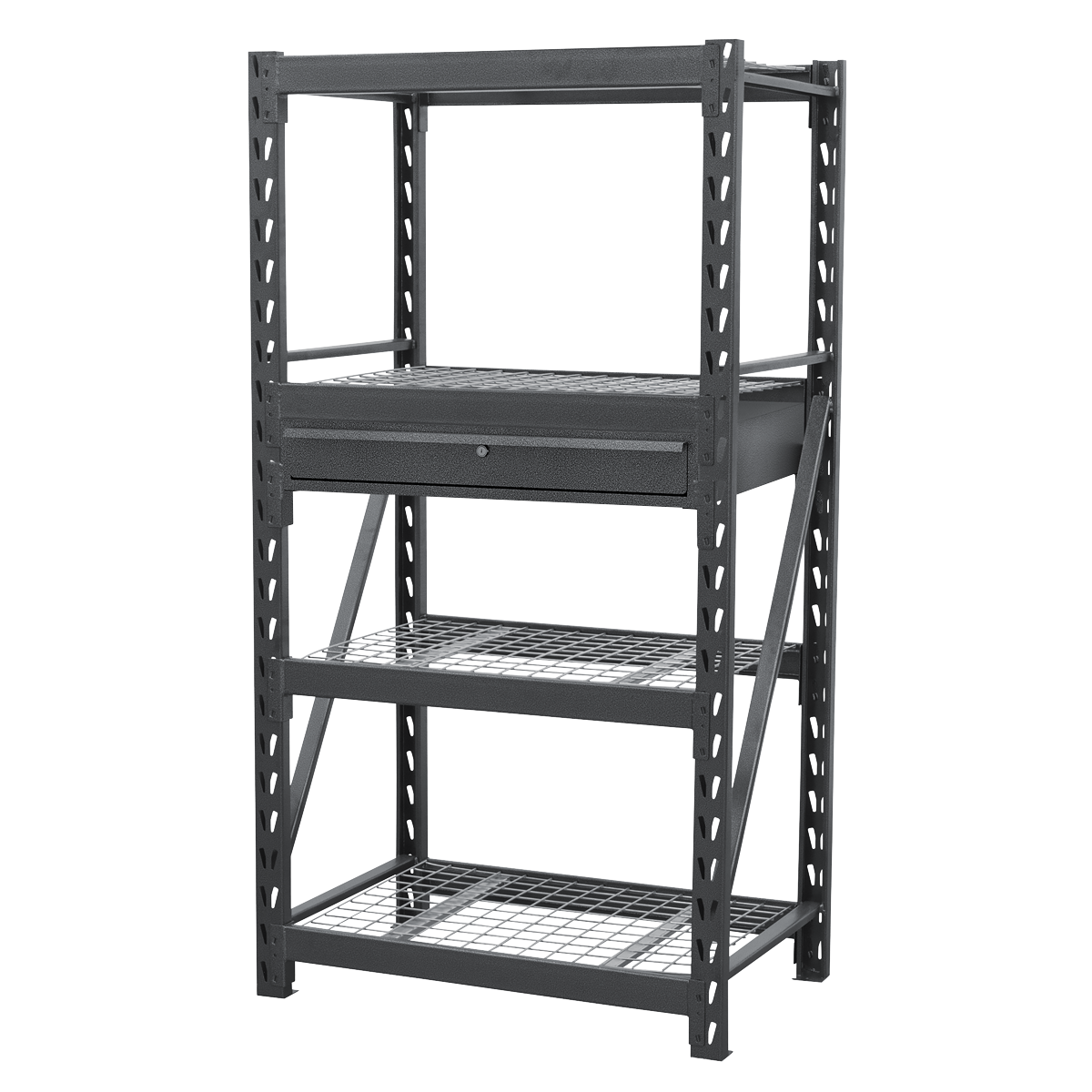 Sealey AP6372COMBO1 Heavy-Duty Racking Unit with 4 Mesh Shelves & Single Drawer 640kg Capacity Per Level