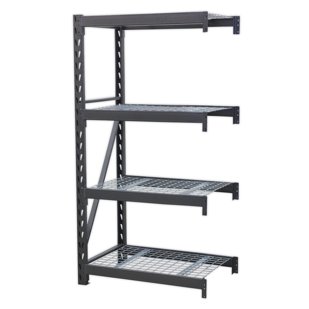 Sealey AP6372E Heavy-Duty Racking Extension Pack with 4 Mesh Shelves 640kg Capacity Per Level