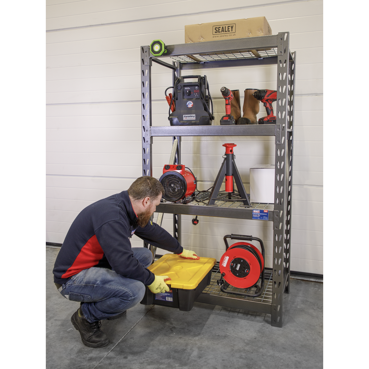 Sealey AP6372 Heavy-Duty Racking Unit with 4 Mesh Shelves 640kg Capacity Per Level
