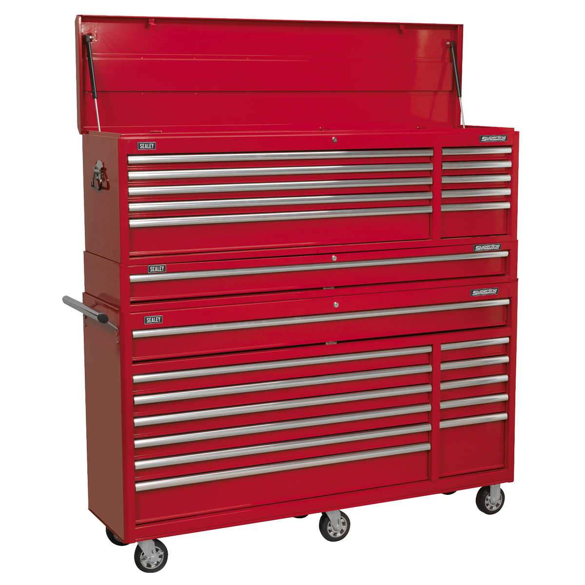 Sealey AP66COMBO1 Topchest, Mid-Box Tool Chest & Rollcab Combination 23 Drawer with Ball-Bearing Slides - Red