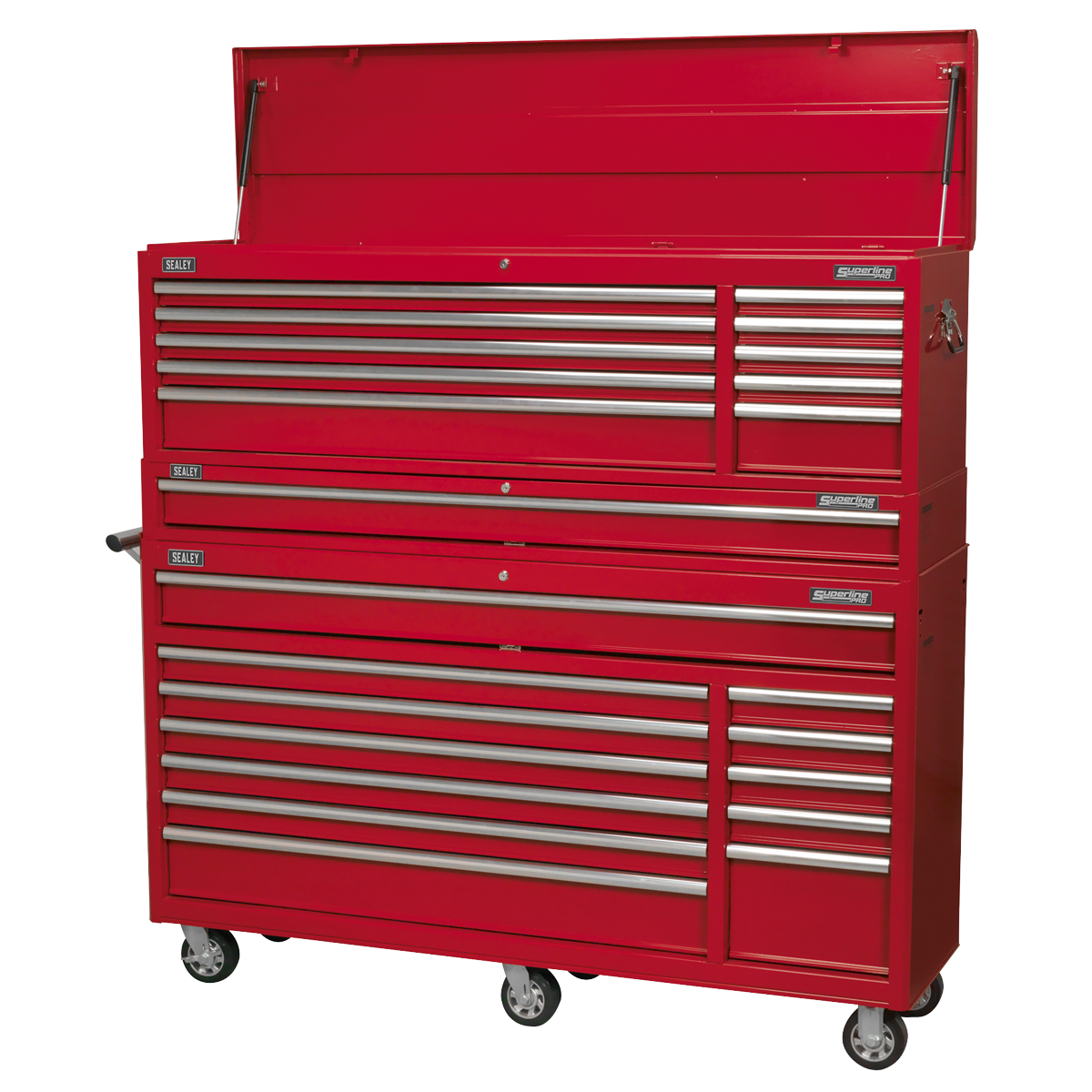 Sealey AP66COMBO1 Topchest, Mid-Box Tool Chest & Rollcab Combination 23 Drawer with Ball-Bearing Slides - Red