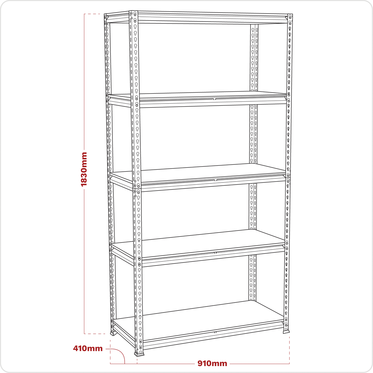 Sealey AP7200 5-Level Racking Unit 200kg Capacity Per Level