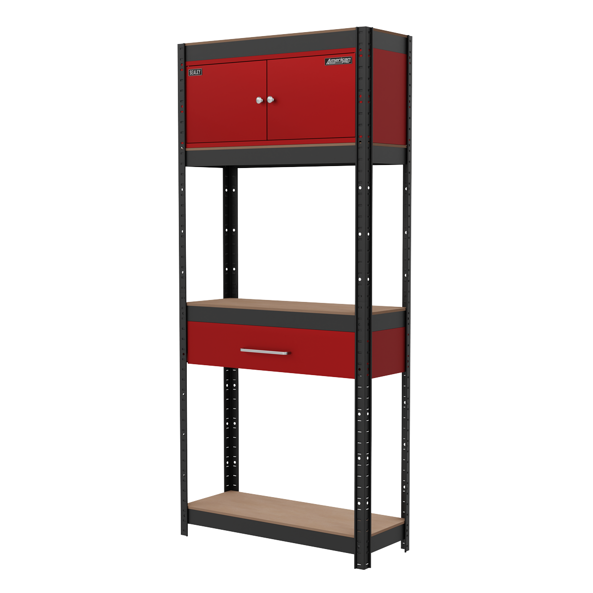 Sealey AP830R Shelving Unit 4-Tier with Cupboard & Drawer
