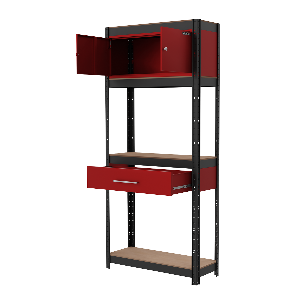 Sealey AP830R Shelving Unit 4-Tier with Cupboard & Drawer