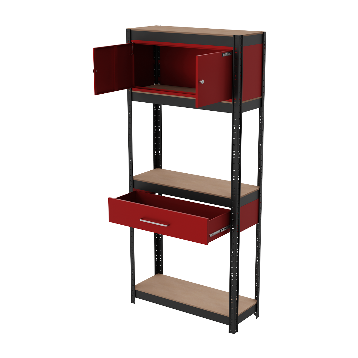 Sealey AP830R Shelving Unit 4-Tier with Cupboard & Drawer