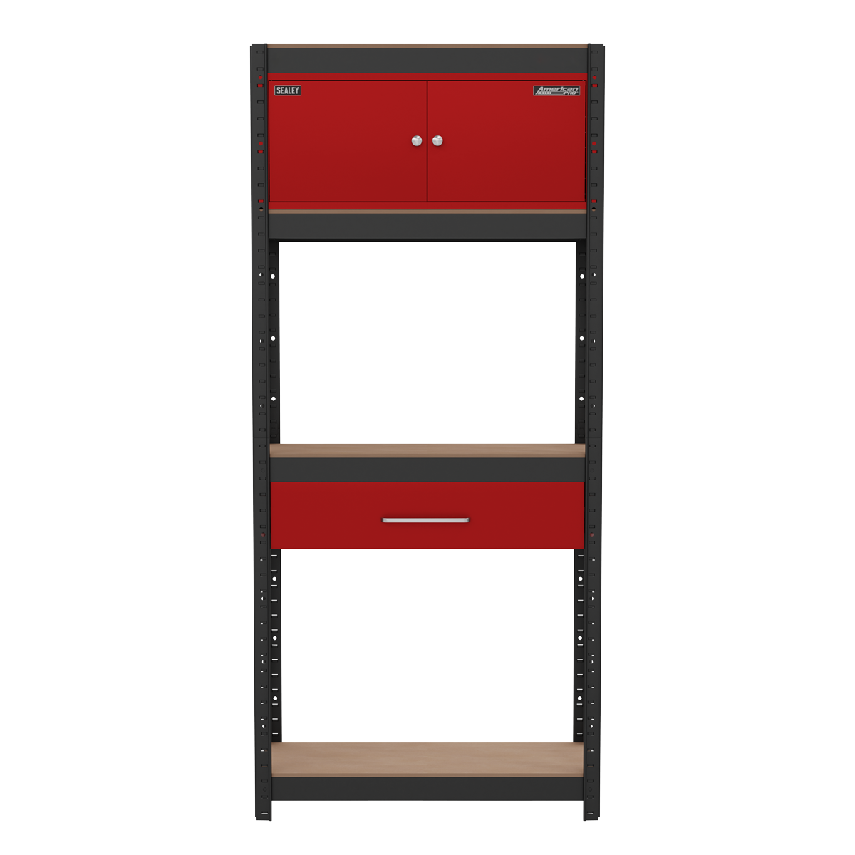 Sealey AP830R Shelving Unit 4-Tier with Cupboard & Drawer