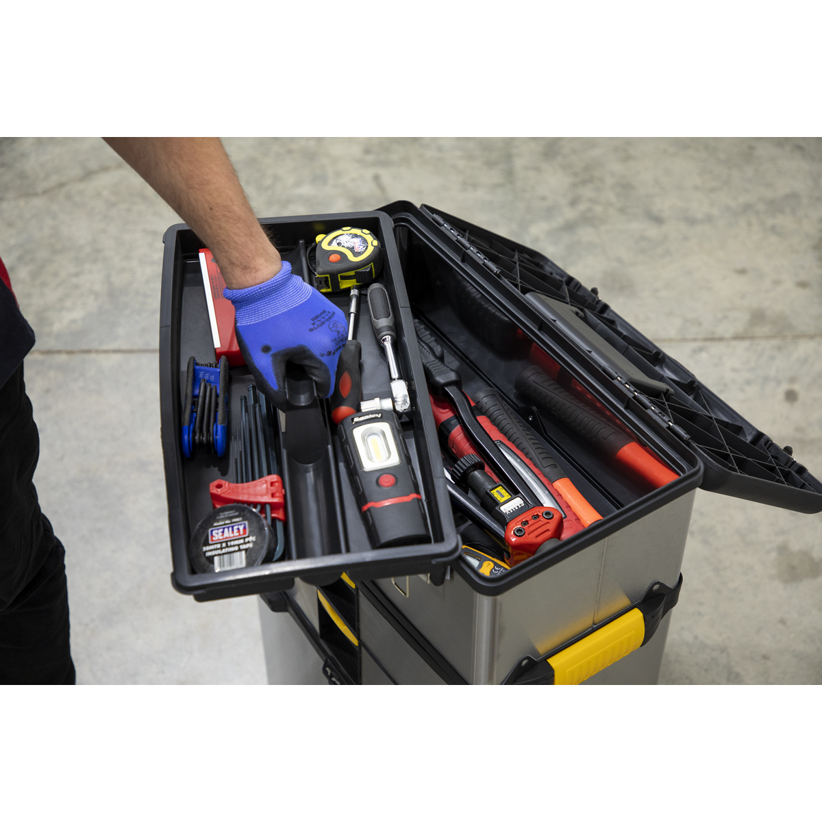 Sealey AP855 Mobile Stainless Steel/Composite Toolbox with 3 Compartments