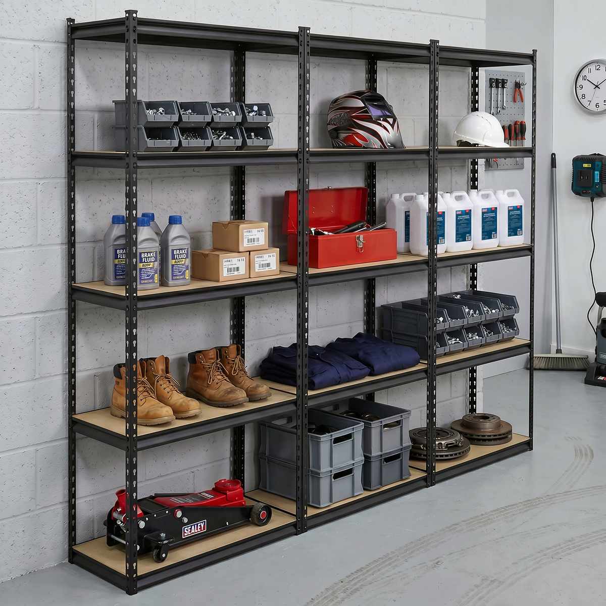 Sealey AP900RCOMBO1 Racking Unit with 5 Shelves 340kg Capacity Per Level - Set of 3
