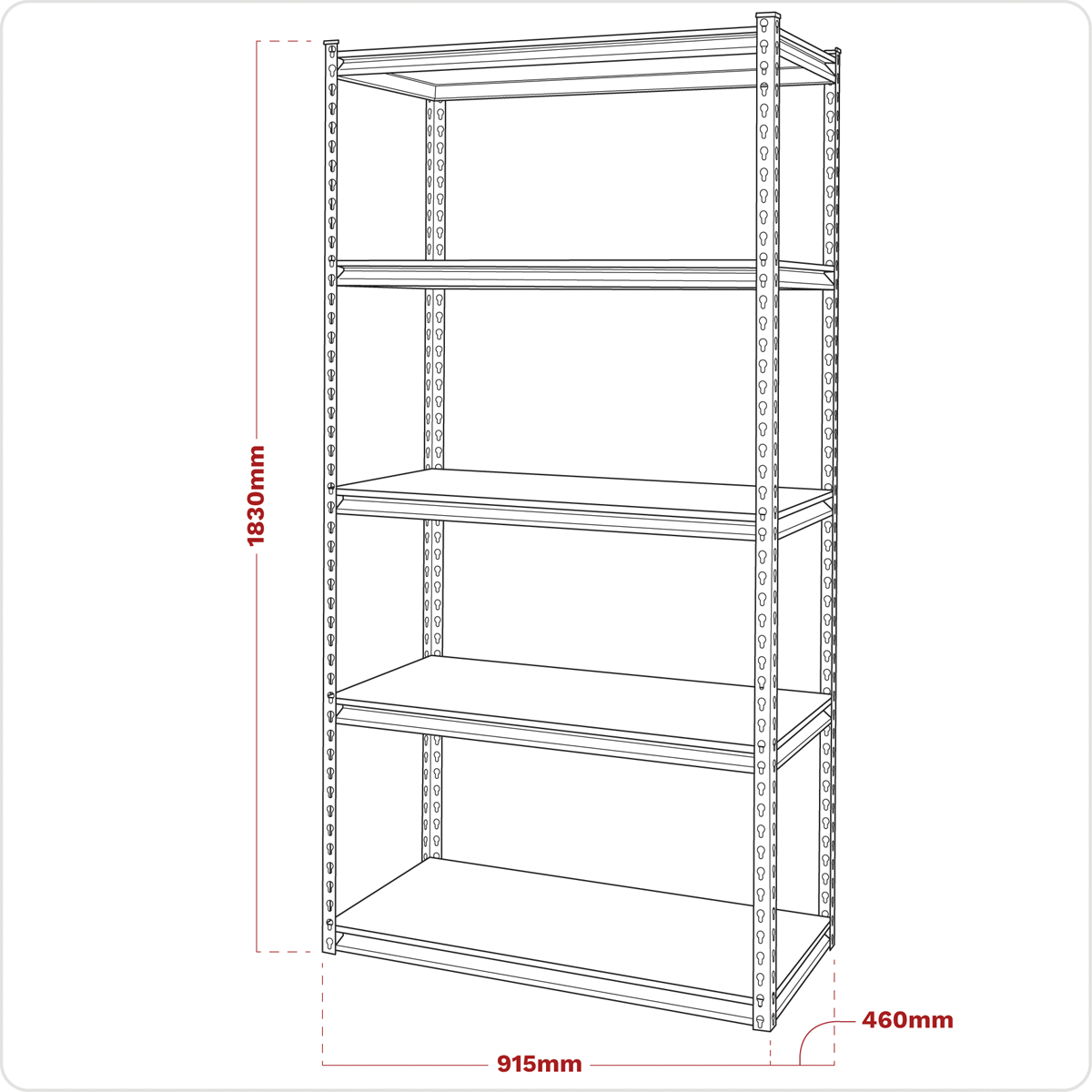 Sealey AP900R Racking Unit with 5 Shelves 340kg Capacity Per Level