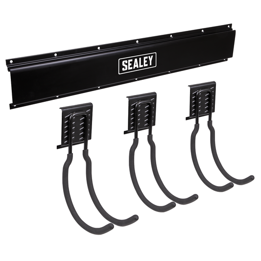 Sealey APHKIT8 Wall Mounting Storage Rail with 3 Large Hooks