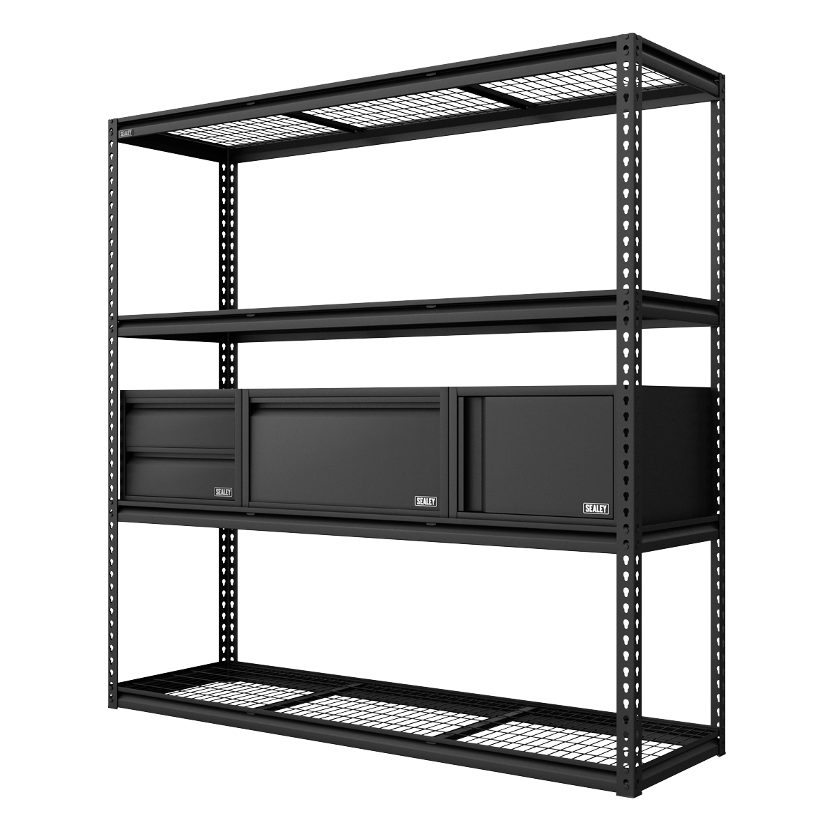 Sealey APMRCOMBO1 Heavy-Duty Modular Racking Kit with 3 Storage Units