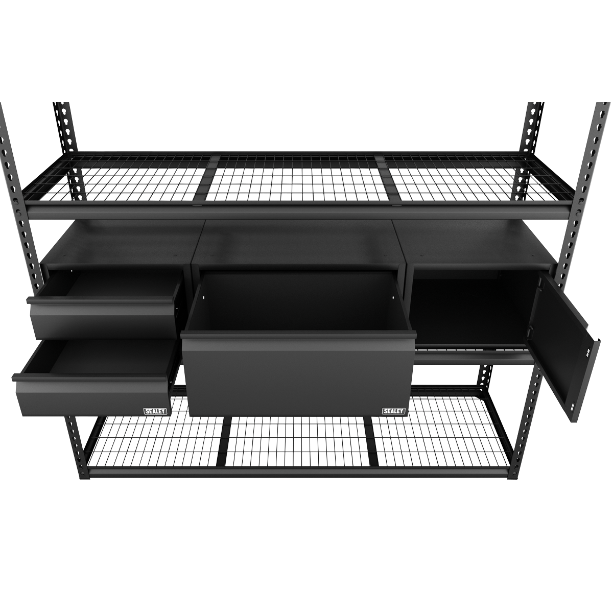 Sealey APMRCOMBO1 Heavy-Duty Modular Racking Kit with 3 Storage Units