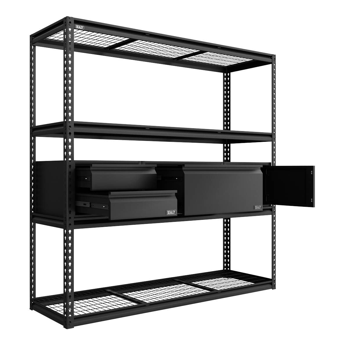 Sealey APMRCOMBO1 Heavy-Duty Modular Racking Kit with 3 Storage Units