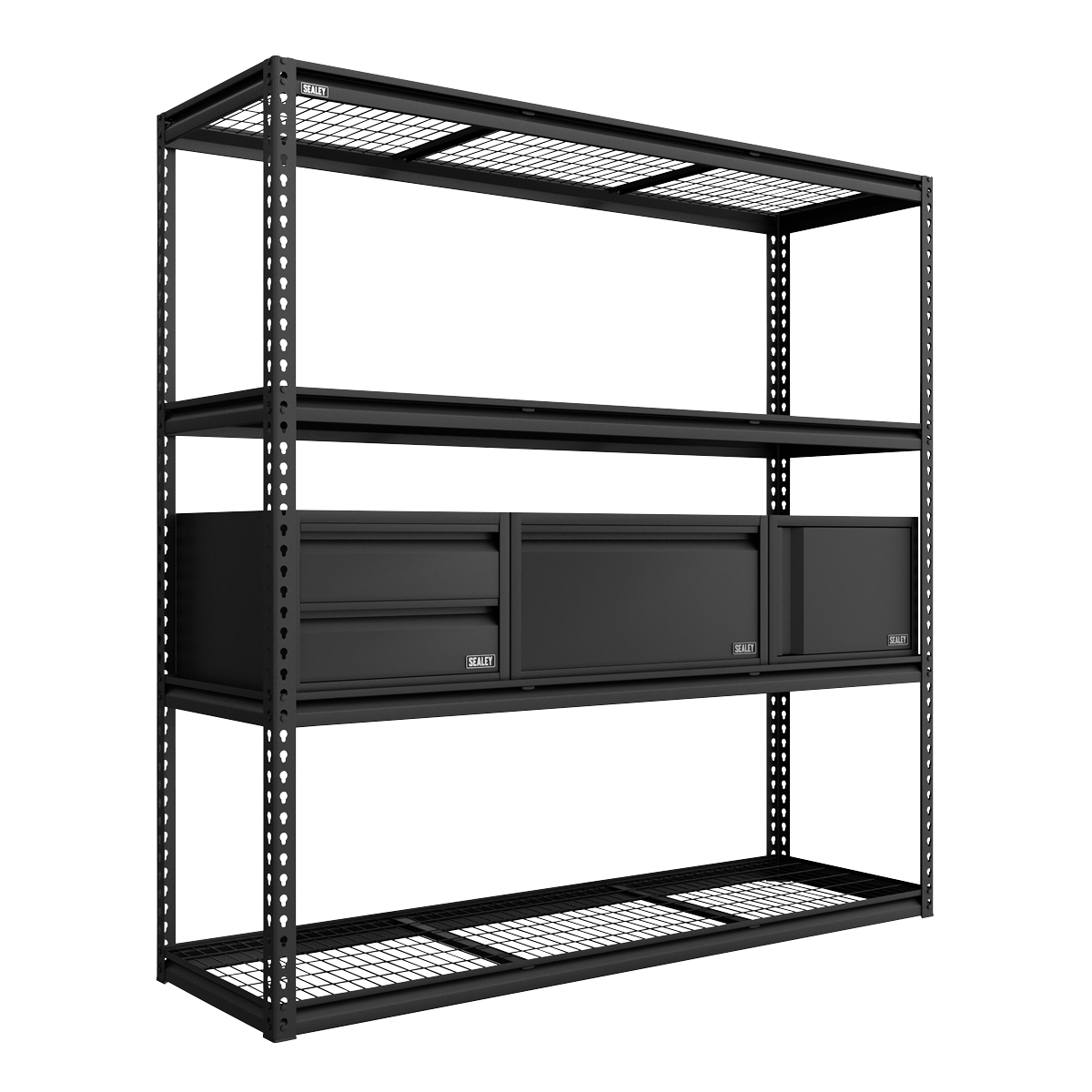 Sealey APMRCOMBO1 Heavy-Duty Modular Racking Kit with 3 Storage Units