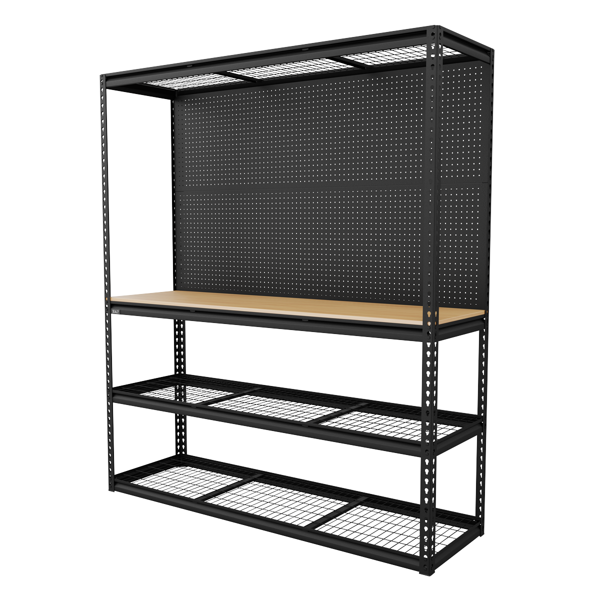 Sealey APMWB1 Heavy-Duty Modular Workbench with Racking & Pegboard 300kg Capacity Per Level
