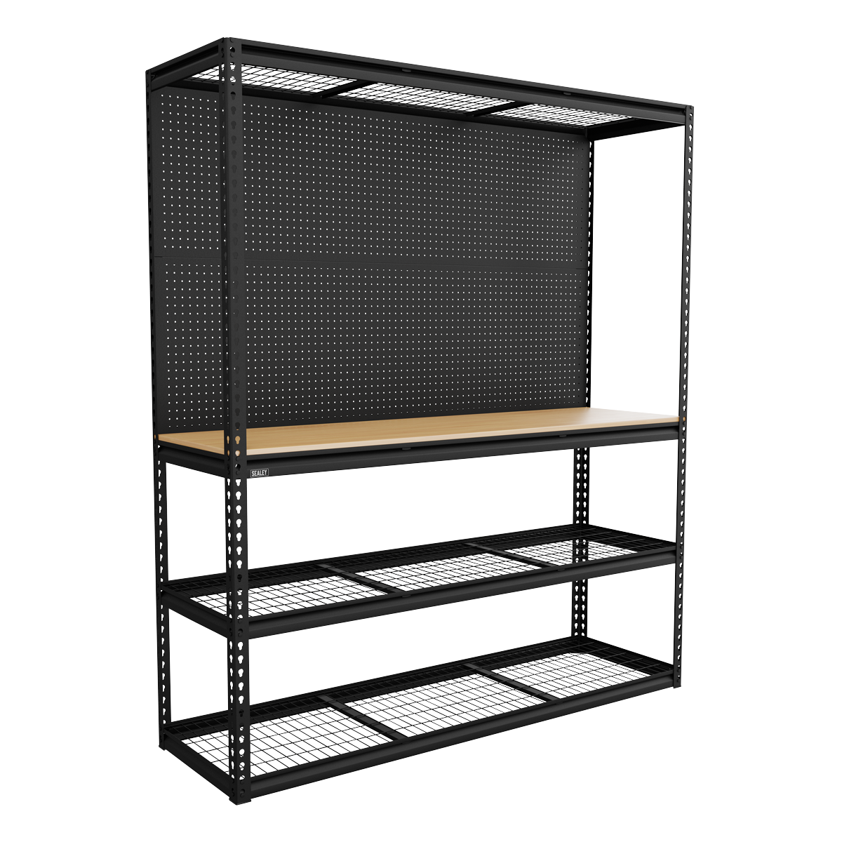 Sealey APMWB1 Heavy-Duty Modular Workbench with Racking & Pegboard 300kg Capacity Per Level