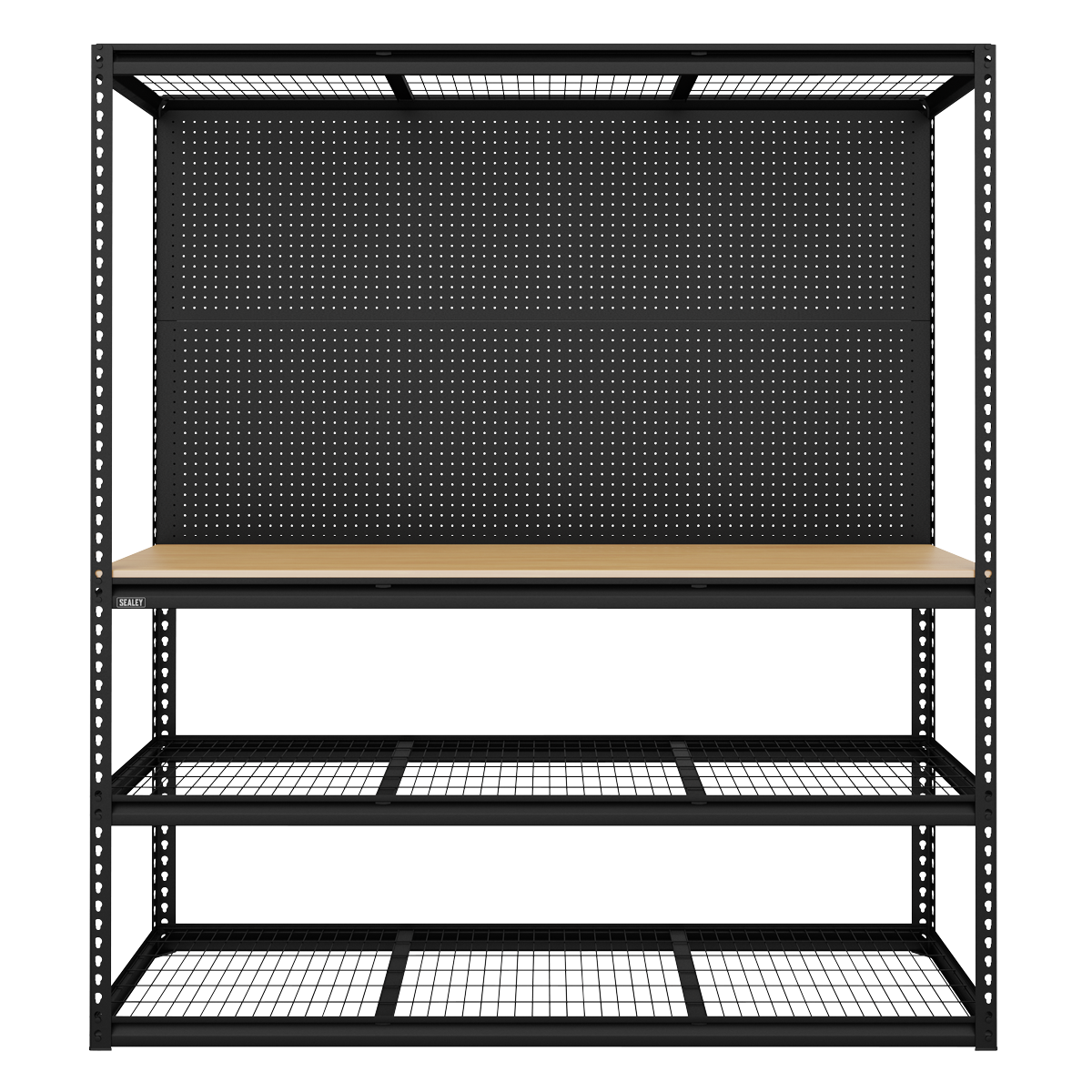 Sealey APMWB1 Heavy-Duty Modular Workbench with Racking & Pegboard 300kg Capacity Per Level