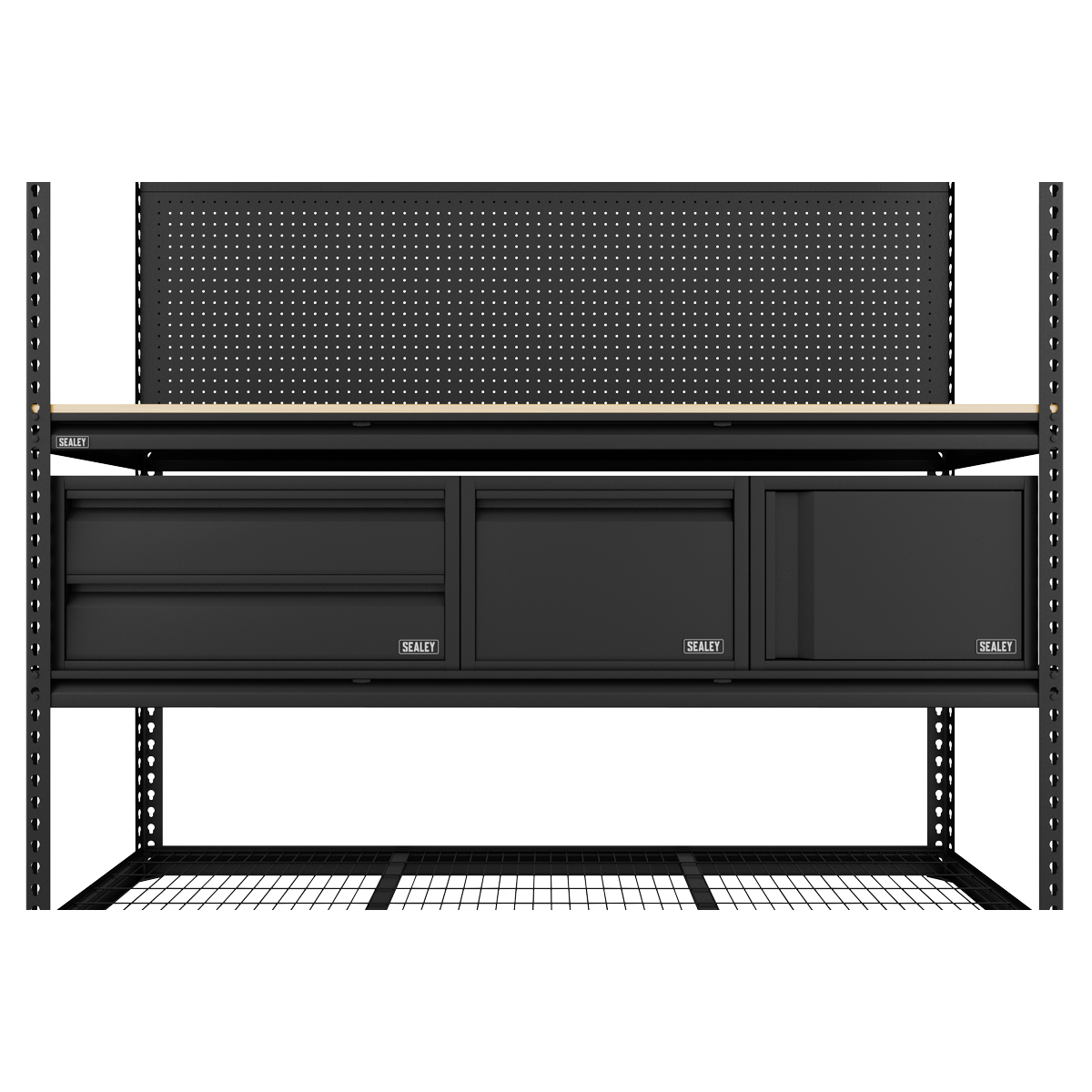 Sealey APMWBCOMBO1 Heavy-Duty Modular Workbench & Racking Kit with 3 Storage Units