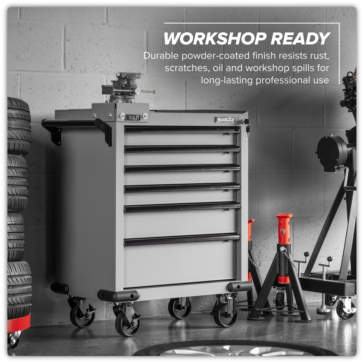 Sealey APMWS2COMBO Superline PRO® Rollcab 6 Drawer with SG Swivel Base 100mm Vice