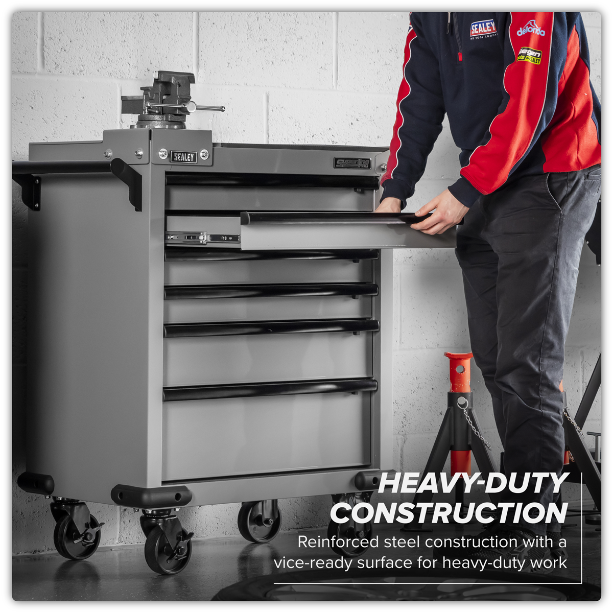 Sealey APMWS2COMBO Superline PRO® Rollcab 6 Drawer with SG Swivel Base 100mm Vice
