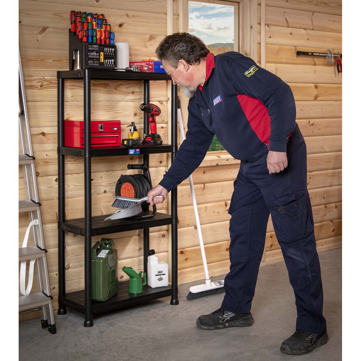 Sealey APPR4 Plastic Racking Unit with 4 Shelves 25kg Capacity Per Level