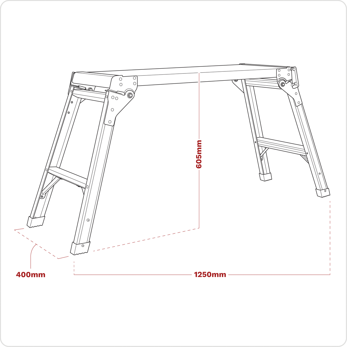 Sealey APS2E Aluminium 2-Tread Folding Platform - EN 131-4